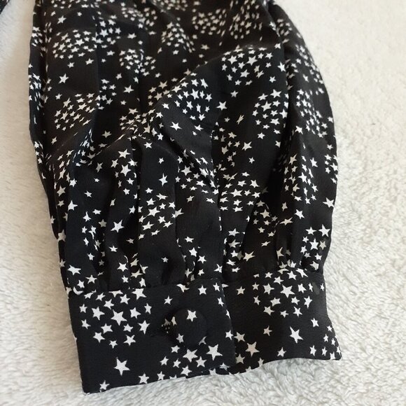 Equipment Femme Women's Size 2 Alexandria Black White Stars Silk Mini Dress - Picture 10 of 13